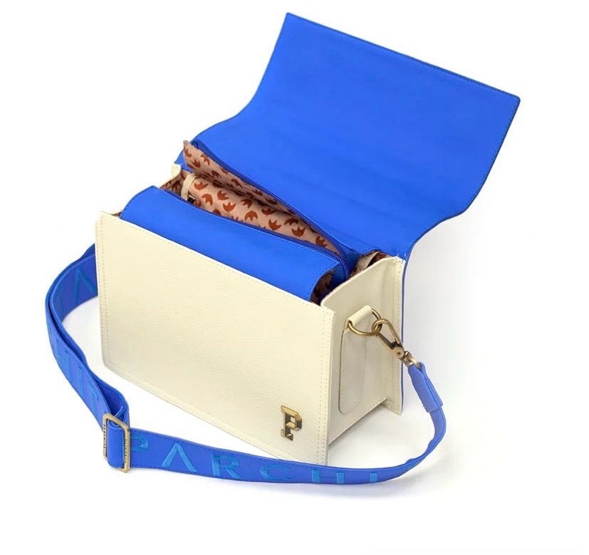 Cartera Nogal Azul Zafiro & Beige